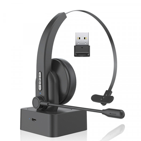 Бездротова Bluetooth-гарнітура Opptel BH63S з поворотним мікрофоном та USB-ресивером 2.4G