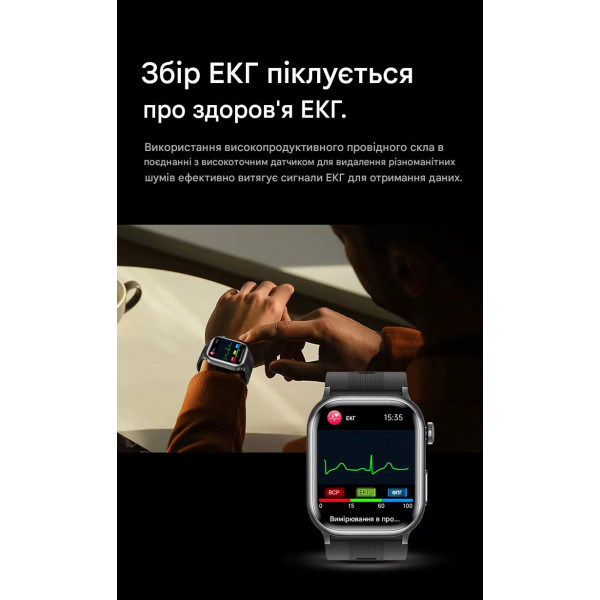 Смарт-часы Lemfo TK66 с манжетой для измерения давления, ЭКГ и AMOLED дисплеем