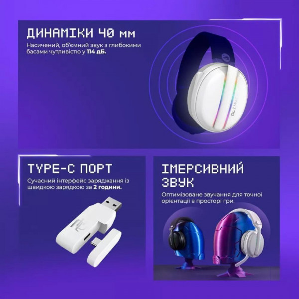 Бездротові навушники Proove Gaming Glimmer Bluetooth/2.4GHz з мікрофоном та RGB