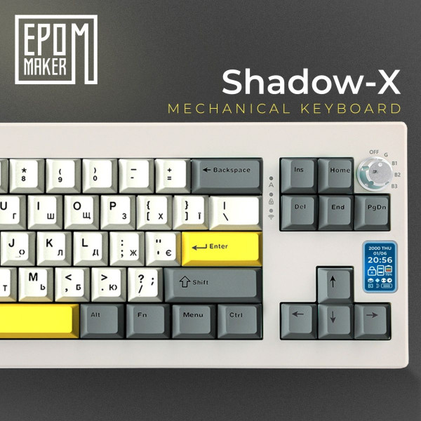 Беспроводная клавиатура EPOMAKER Shadow-X Wisteria Linear Switch механическая с Hot-Swap, RGB и дисплеем