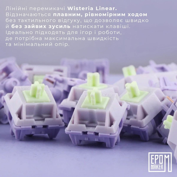 Механічна клавіатура EPOMAKER Shadow-S Wisteria Linear бездротова RGB зі смарт-дисплеєм та Hot-Swap