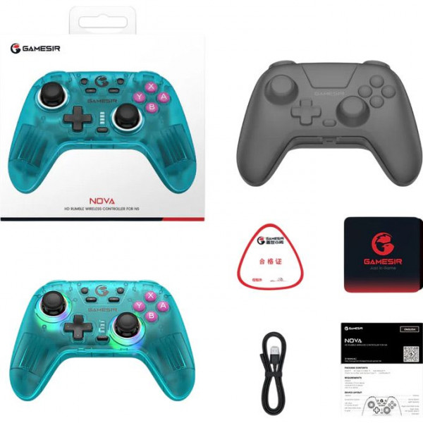 Геймпад GameSir T4n Neon Teal беспроводной с датчиками Холла для Nintendo Switch, ПК, Android, iOS