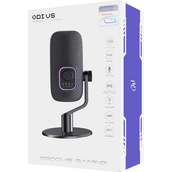 Игровой микрофон Proove Gaming Odius USB-C с 4 режимами направленности и сенсорным Mute