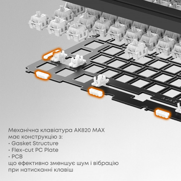 Механическая клавиатура Ajazz AK820 MAX Retro с тремя режимами подключения и Gasket Mount