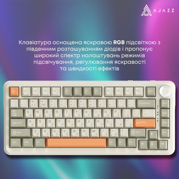Механическая клавиатура Ajazz AK820 MAX Retro с тремя режимами подключения и Gasket Mount