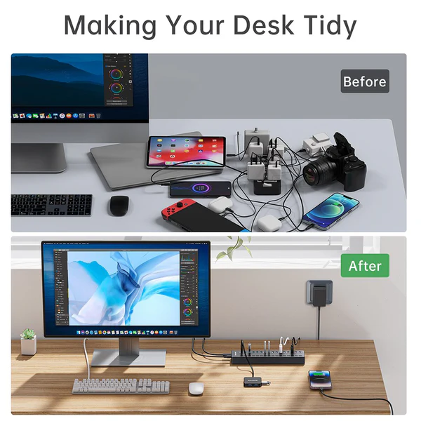 Розумний USB hub Acasis DS-516PB на 16 портів USB-C/USB 5 Гбіт/с розгалужувач з живленням від мережі