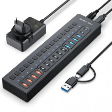 Розумний USB hub Acasis DS-516PB на 16 портів USB-C/USB 5 Гбіт/с розгалужувач з живленням від мережі
