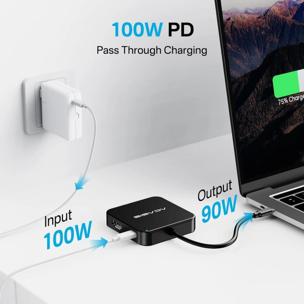 USB hub Acasis HB0706 6-в-1 з HDMI 4K та PD 100W для швидкої зарядки