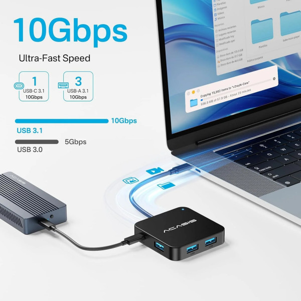 USB hub Acasis HB0706 6-в-1 з HDMI 4K та PD 100W для швидкої зарядки