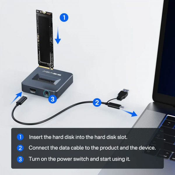 Внешний корпус Acasis M04B для M.2 NVMe/SATA SSD 10 Гбит/с с поддержкой до 8 ТБ