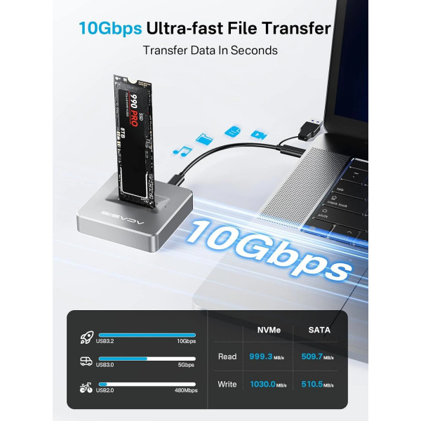 Внешний корпус Acasis M04B для M.2 NVMe/SATA SSD 10 Гбит/с с поддержкой до 8 ТБ