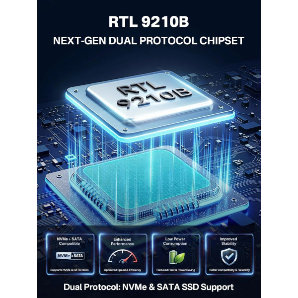 Внешний корпус Acasis M04B для M.2 NVMe/SATA SSD 10 Гбит/с с поддержкой до 8 ТБ