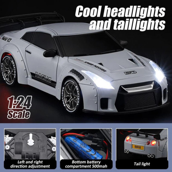 Машинка для дрифта на радіокеруванні Nissan GT-R S815 1:24 4WD з LED-підсвіткою Уцінка