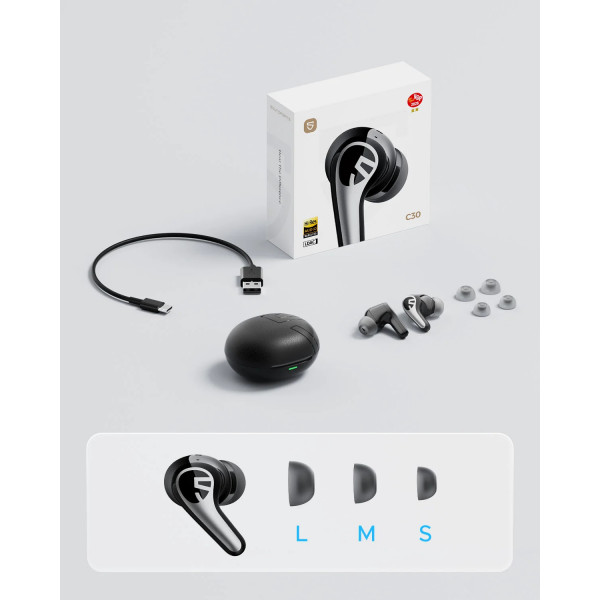 Бездротові навушники TWS SOUNDPEATS C30 з гібридним шумозаглушенням та Hi-Res Audio 