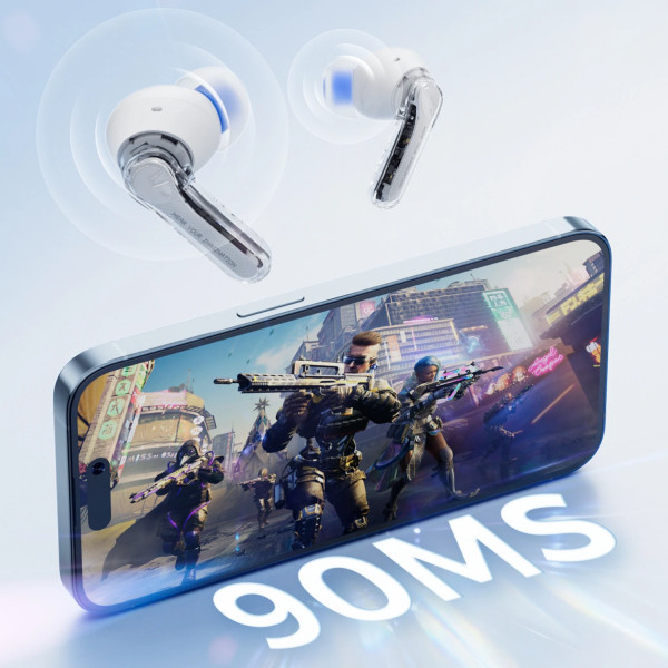 Беспроводные наушники TWS SoundPEATS Clear в прозрачном корпусе с мощными басами