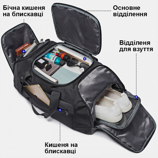 Дорожня сумка-рюкзак Bange BG7088 з відділенням для взуття та прихованими лямками