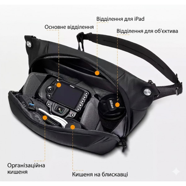Сумка через плечо Bange BG-XJ328 для фототехники с регулируемыми отделениями