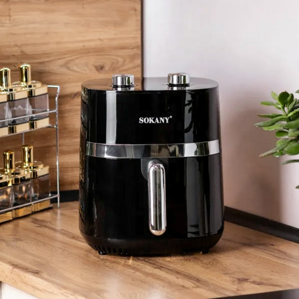 Аэрофритюрница SOKANY SK-10024 электрическая с терморегулятором, объёмом 6.5 л и мощностью 1500 Вт