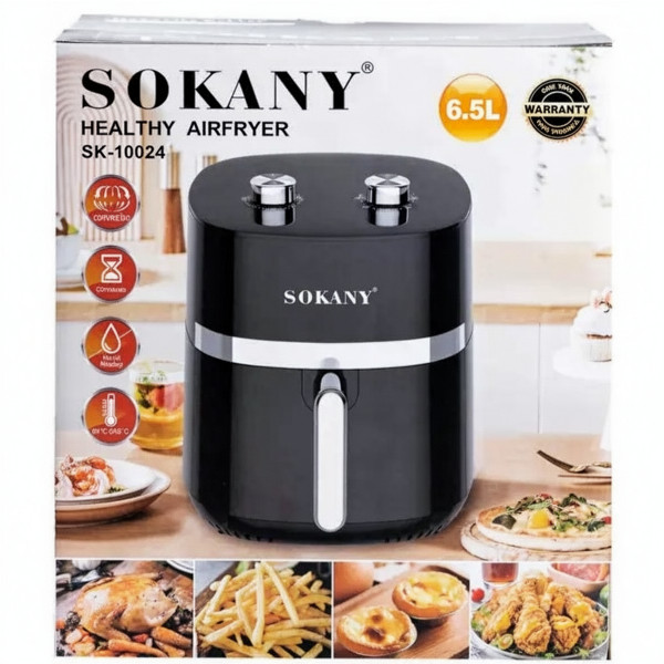Аэрофритюрница SOKANY SK-10024 электрическая с терморегулятором, объёмом 6.5 л и мощностью 1500 Вт
