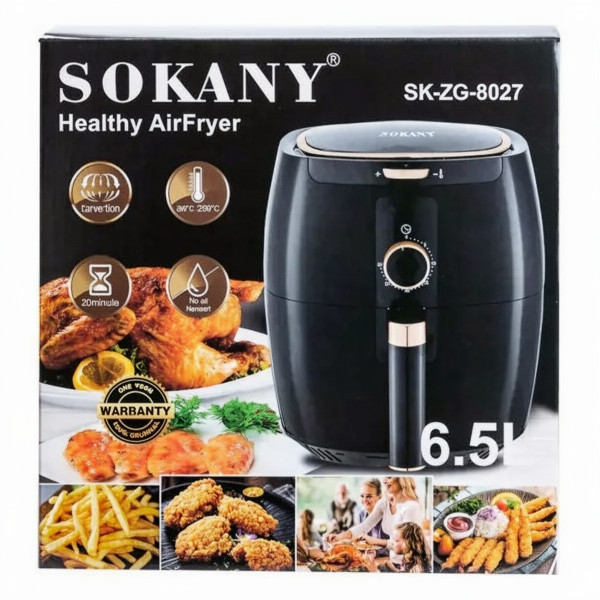 Аерогриль-фритюрниця SOKANY SK-8027 на 6,5 л з терморегулятором та антипригарним покриттям
