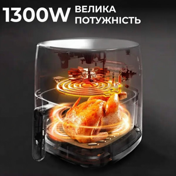Аерогриль-фритюрниця SOKANY SK-8027 на 6,5 л з терморегулятором та антипригарним покриттям
