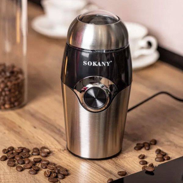 Кофемолка электрическая SOKANY SK-3024 на 50 г с функцией плавного пуска и мощностью 150 Вт.