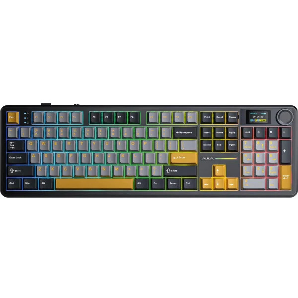 Механічна ігрова клавіатура AULA F108 Pro з TFT-дисплеєм та RGB-підсвіткою