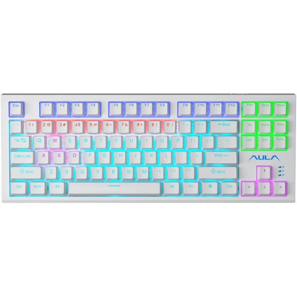 Механічна клавіатура Aula F3032 KRGD Red Switch White з RGB-підсвіткою та Hot Swap для геймерів.