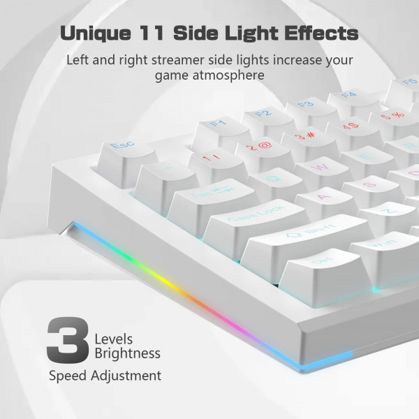Механічна клавіатура Aula F3032 KRGD Red Switch White з RGB-підсвіткою та Hot Swap для геймерів.