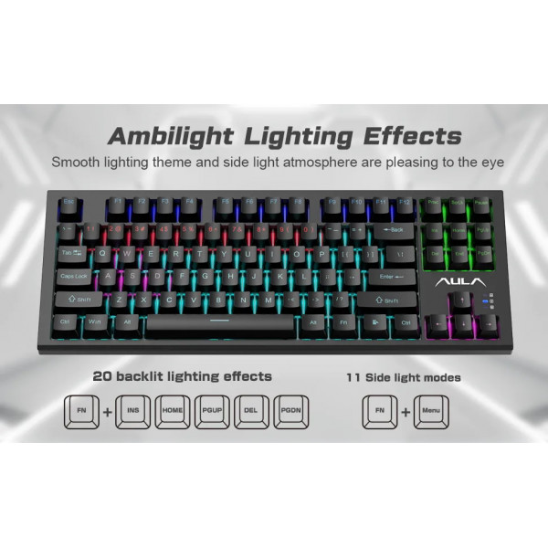 Механічна клавіатура Aula F3032 KRGD Red Switch White з RGB-підсвіткою та Hot Swap для геймерів.