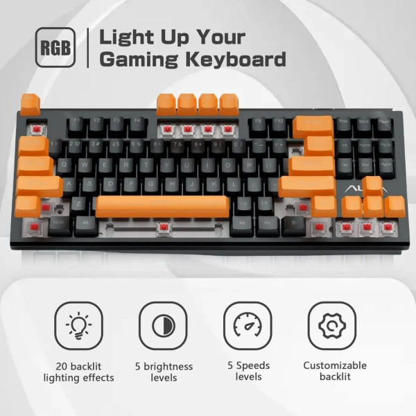 Механічна клавіатура Aula F3032 KRGD Red Switch White з RGB-підсвіткою та Hot Swap для геймерів.