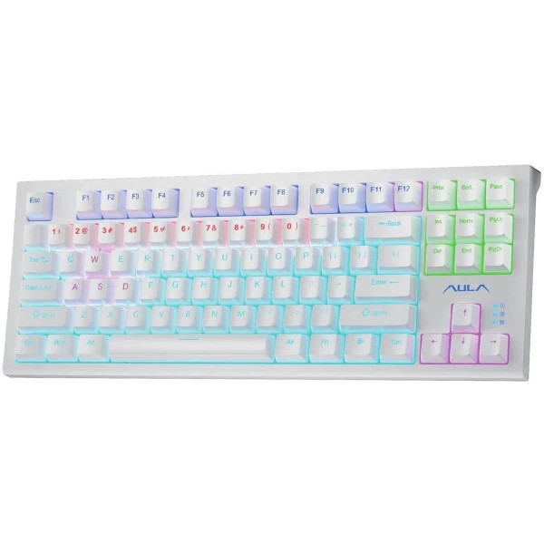 Механічна клавіатура Aula F3032 KRGD Red Switch White з RGB-підсвіткою та Hot Swap для геймерів.