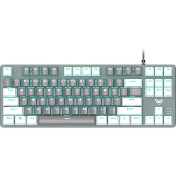 Механічна клавіатура AULA F3287 White-Gray KRGD Blue з підсвіткою для геймінгу та роботи