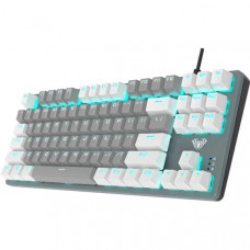Механічна клавіатура AULA F3287 White-Gray KRGD Blue з підсвіткою для геймінгу та роботи