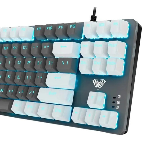 Механічна клавіатура AULA F3287 White-Gray KRGD Blue з підсвіткою для геймінгу та роботи
