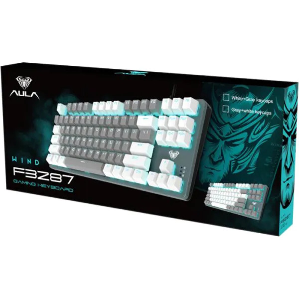 Механічна клавіатура AULA F3287 White-Gray KRGD Blue з підсвіткою для геймінгу та роботи