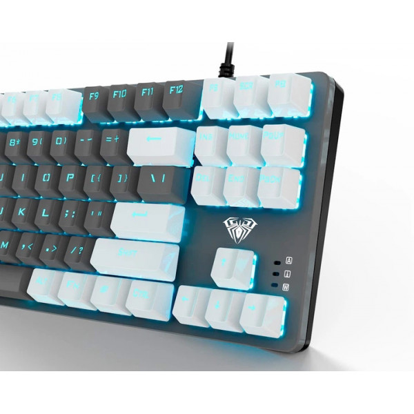 Механічна клавіатура AULA F3287 White-Gray KRGD Blue з підсвіткою для геймінгу та роботи