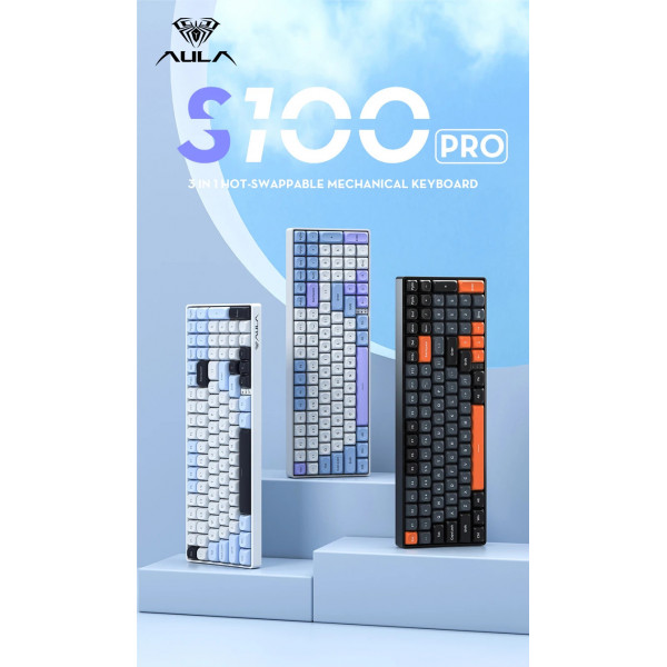 Беспроводная механическая клавиатура AULA S100Pro с поддержкой Hot Swap и трехрежимным подключением