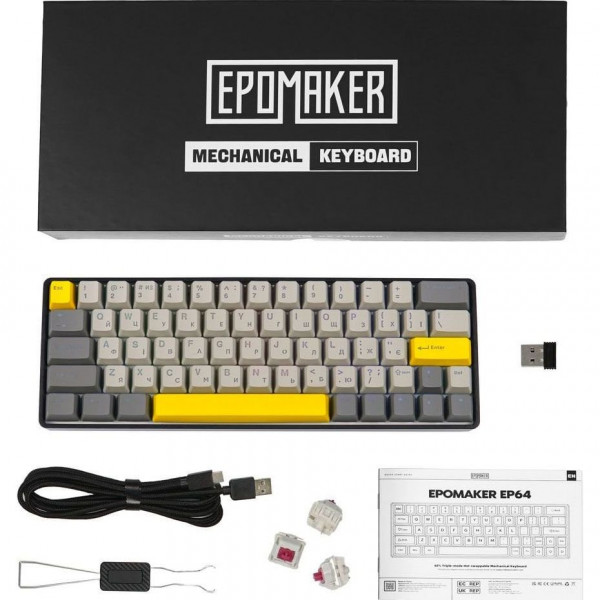 Механічна бездротова клавіатура EPOMAKER EP64 Mulan компактна з Hot-Swap та RGB