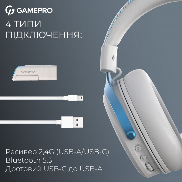 Бездротові навушники GamePro Asgard Freya Pro з об'ємним звуком 7.1 для професійного геймінгу