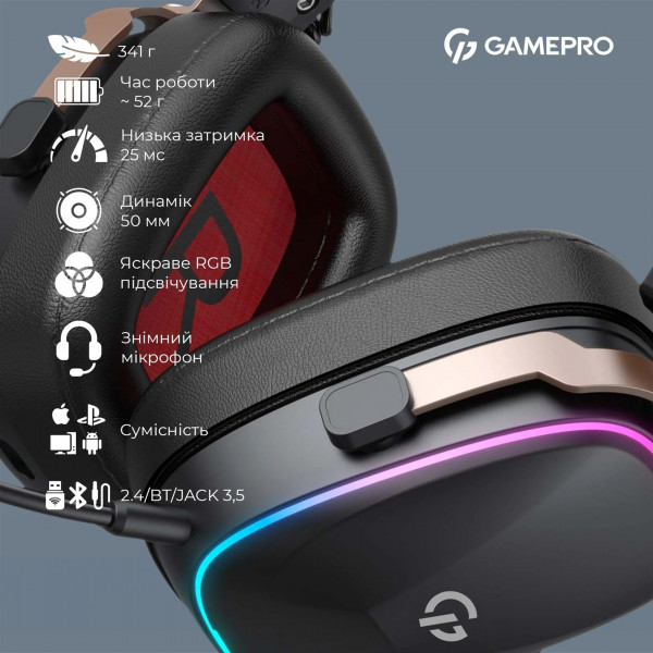 Ігрові навушники GamePro Asgard Valkyria 7.1 звук з Bluetooth і низькою затримкою