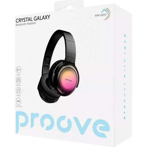 Бездротові навушники Proove Crystal Galaxy Transparent з RGB-підсвічуванням та тривалою автономністю 