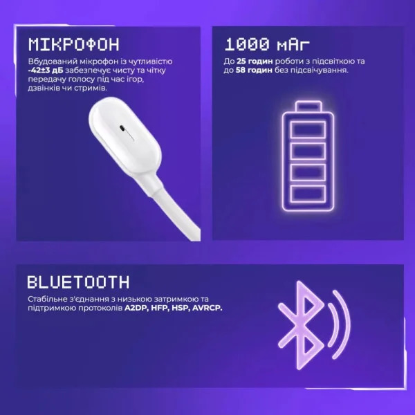 Бездротові навушники Proove Gaming Rapture з RGB-підсвічуванням і мікрофоном