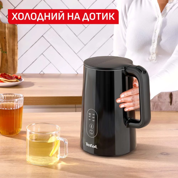 Електричний чайник TEFAL KO6518E0 1.5 л сталевий із 6 рівнями температури та сенсорним керуванням