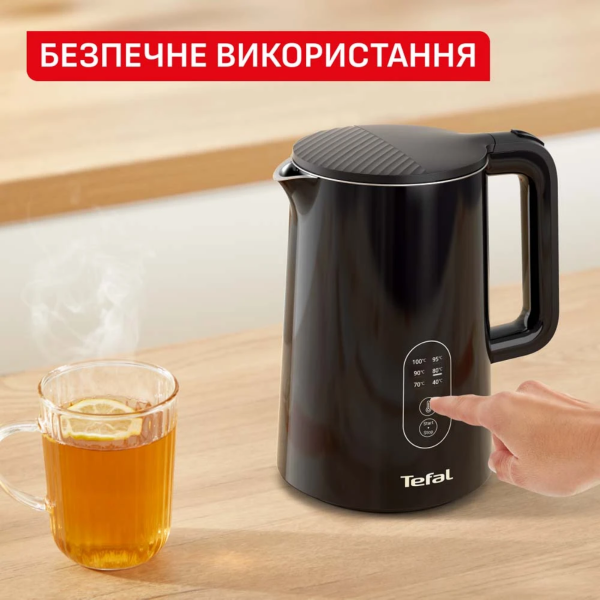Електричний чайник TEFAL KO6518E0 1.5 л сталевий із 6 рівнями температури та сенсорним керуванням