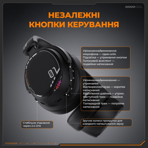 Бездротова ігрова гарнітура ONIKUMA GT886 з трьома режимами роботи та тривалою автономністю
