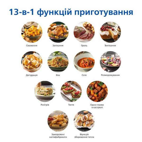 Мультипіч Philips NA231/00 аерофритюрниця на 6.2 л з 13 програмами та технологією Rapid Air