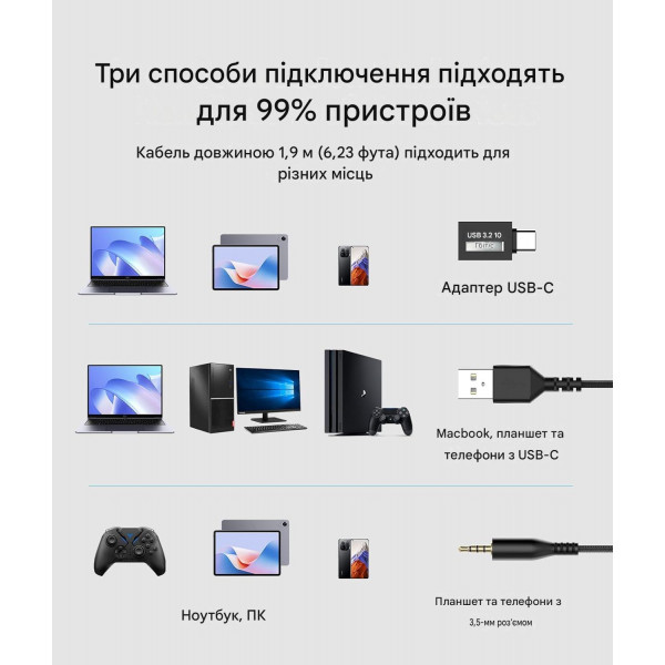 Дротова гарнітура ONIKUMA X81 з потрійним підключенням та мікрофоном із шумопоглинанням