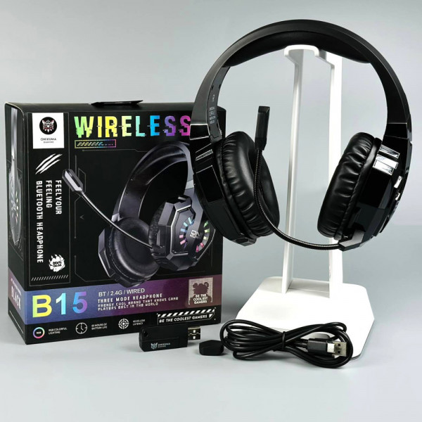 Ігрова гарнітура ONIKUMA B15 трирежимна з RGB-підсвічуванням та Hi-Fi звуком