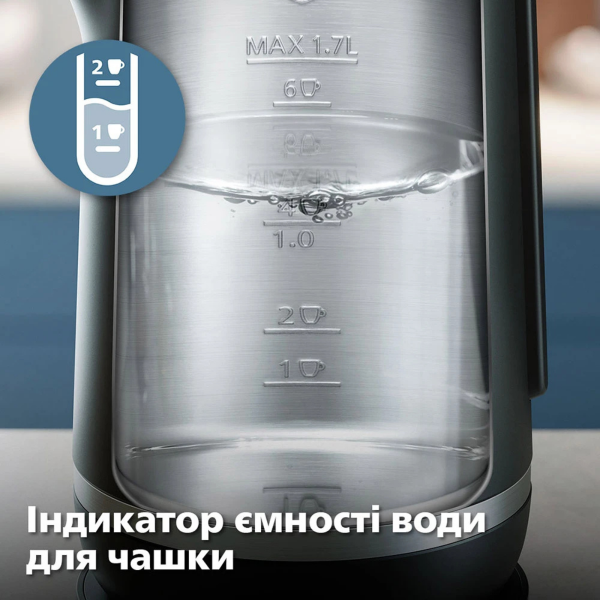 Чайник PHILIPS HD9396/90 на 1.7 л з дисплеєм та подвійними стінками